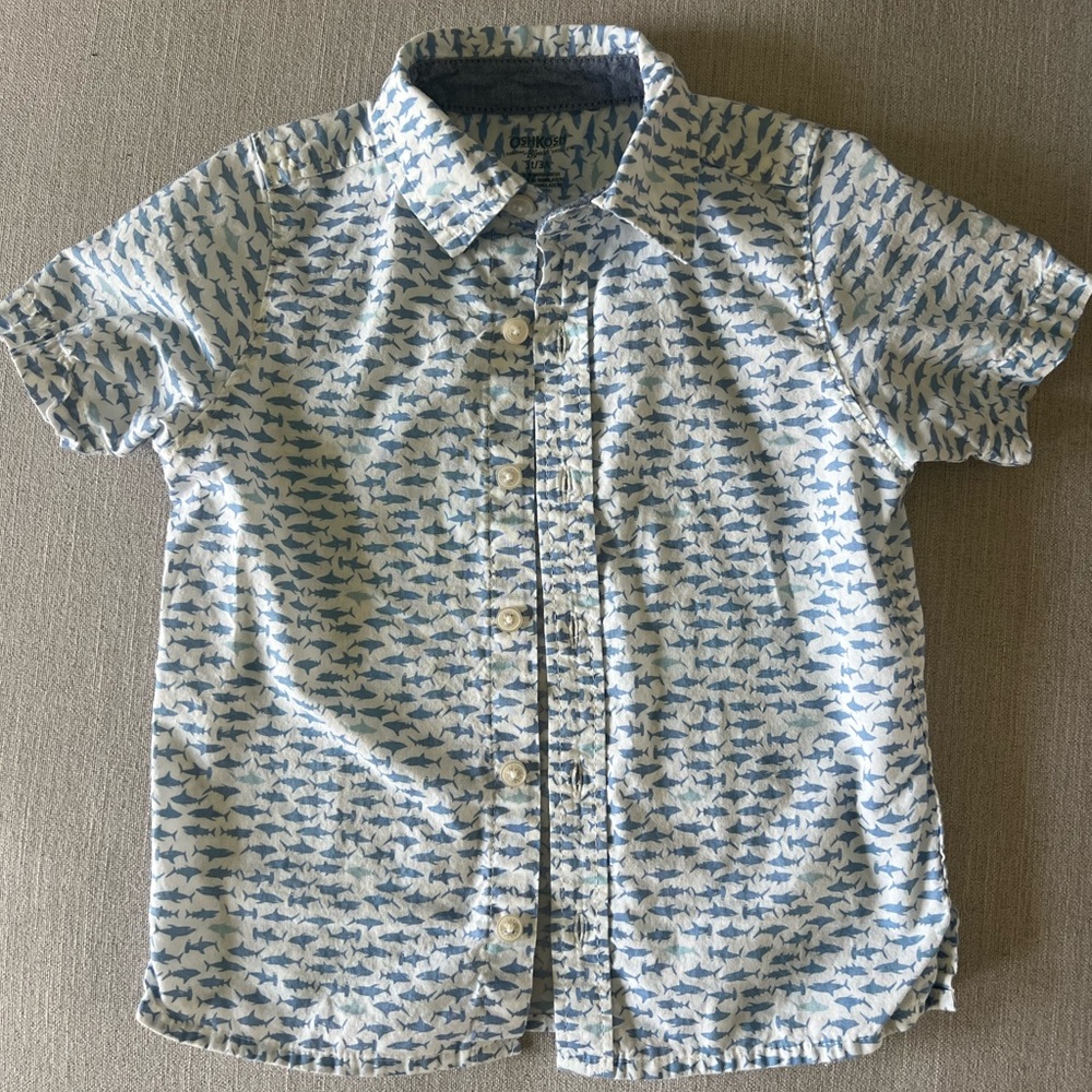 OshKosh B'gosh Blue Shark Pattern Button Down Shirt